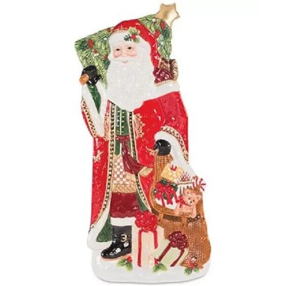Fitz & Floyd Holiday Tidings Ceramic Santa Elongated Tray Original Box 2017 - Picture 1 of 4